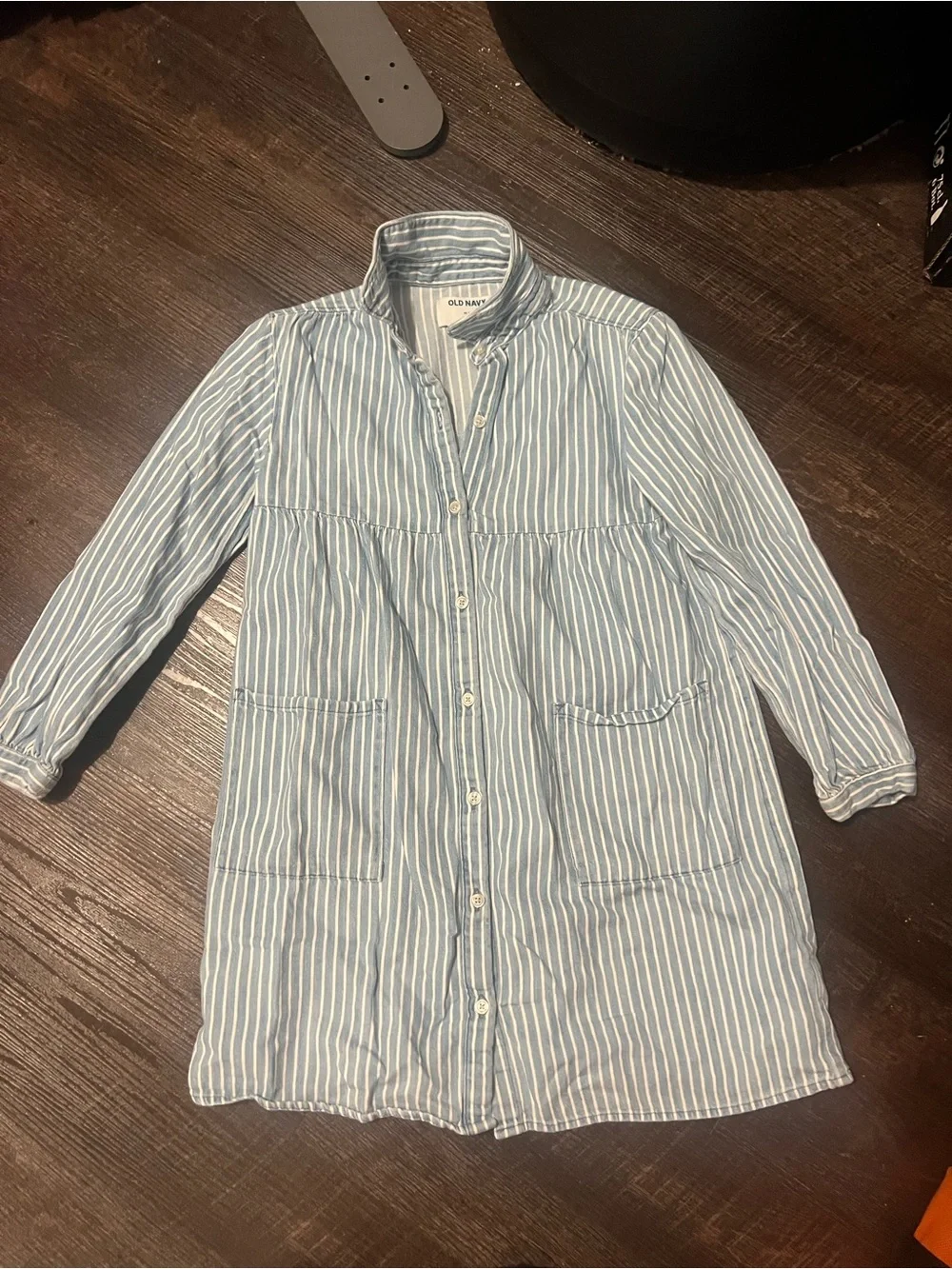 Old Navy Light Blue & White Striped Button-Up Shirt